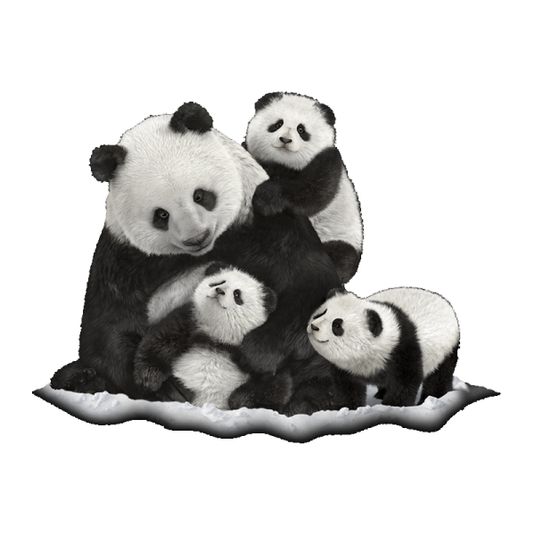 a group of panda bears sitting on top of each other bears