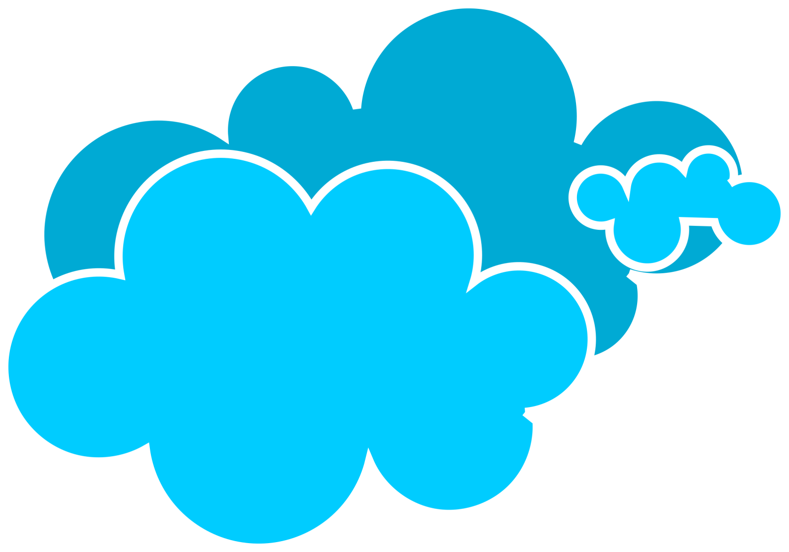 a blue cloud with three smaller clouds