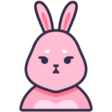 a pink bunny sitting on top of a white background