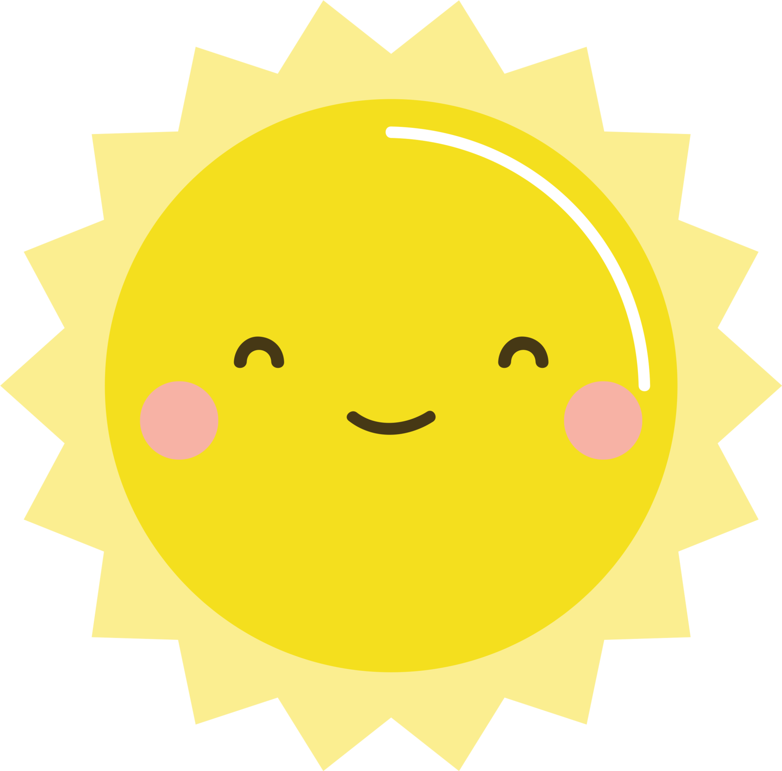 a smiling sun with its eyes closed