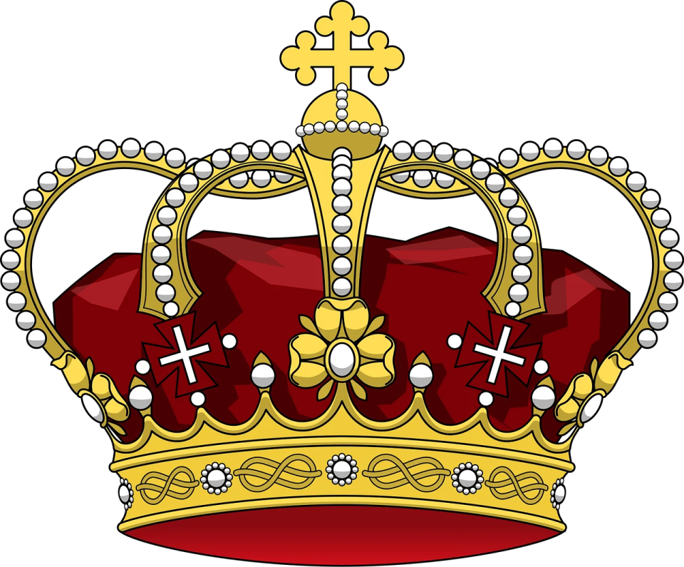 a crown with pearls and crosses