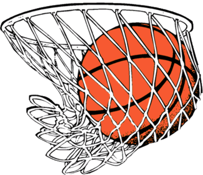a basketball ball in the hoop