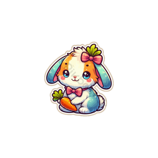 a cartoon rabbit with a carrot in its mouth