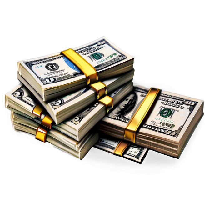 a pile of money on a white background