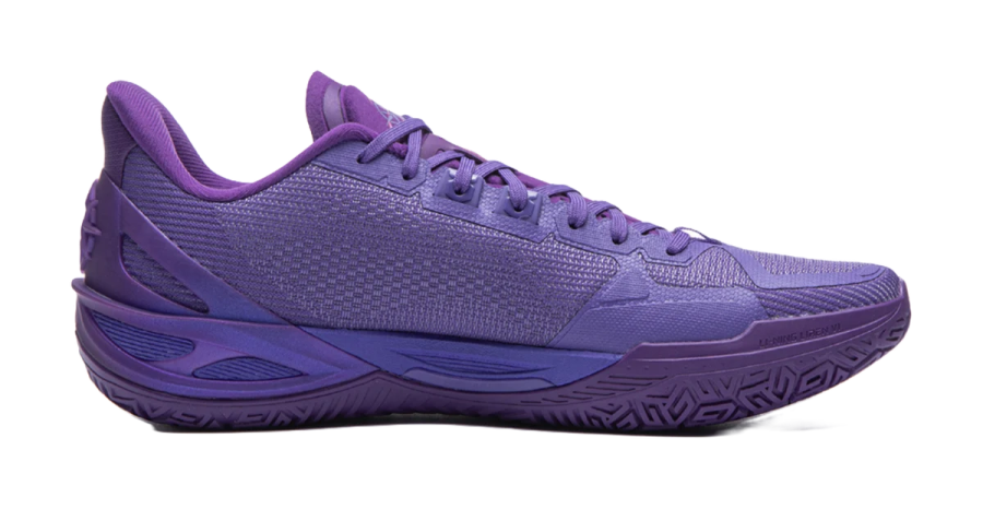 a purple basketball shoe on a white background