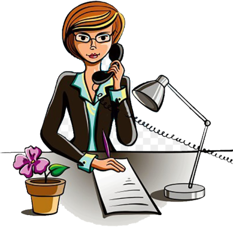 a woman sitting at her desk talking on the phone