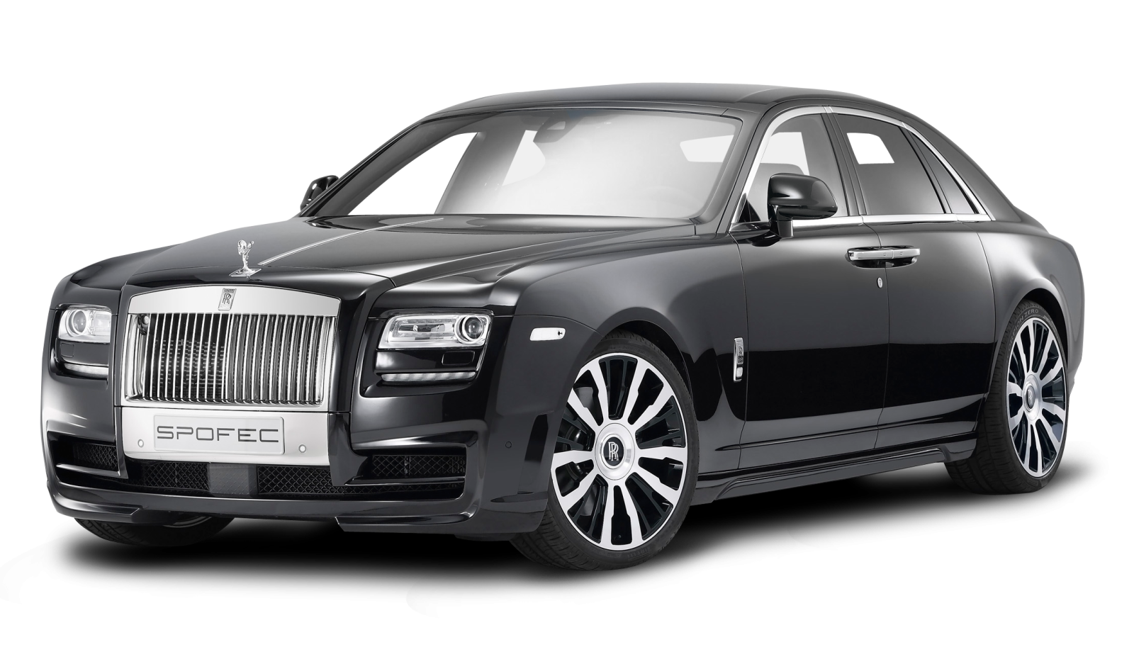 a black rolls royce car on a white background