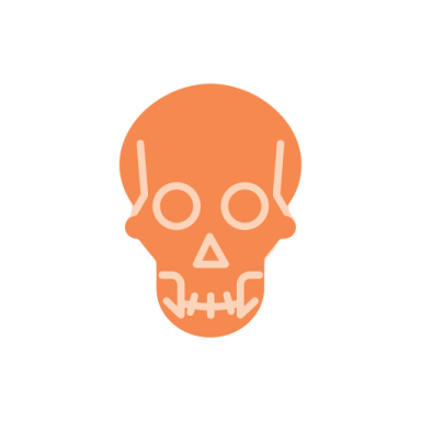 a skull icon in an orange circle