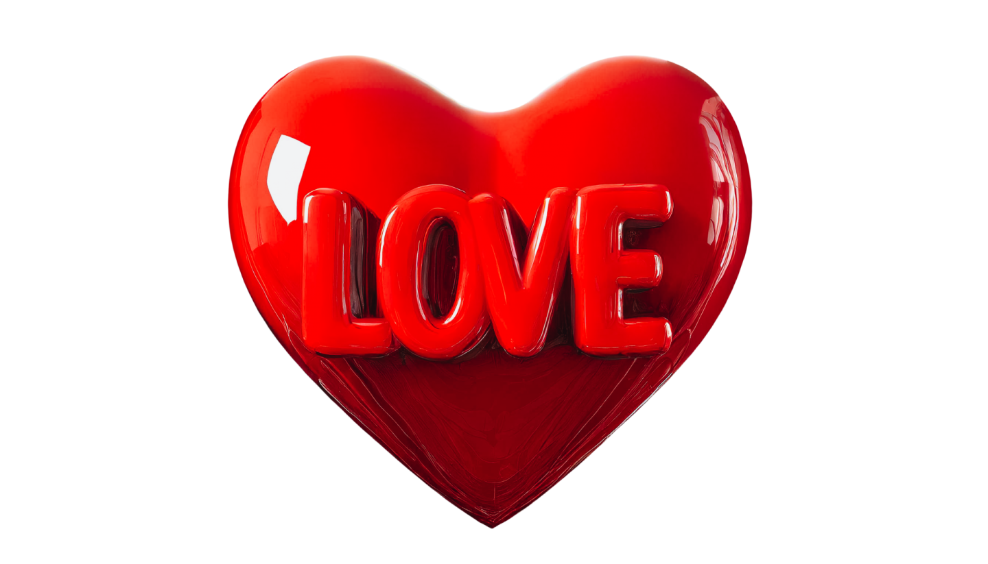 a red heart shaped balloon with the word love
