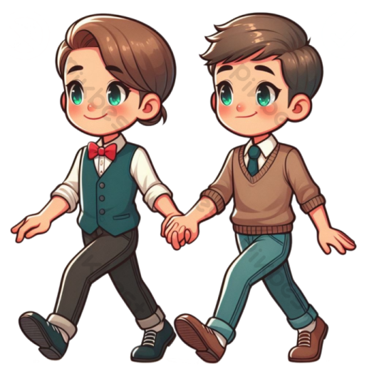 a boy and girl holding hands while walking