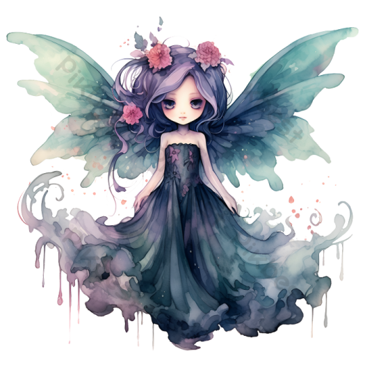 a watercolor painting of a fairy with wings