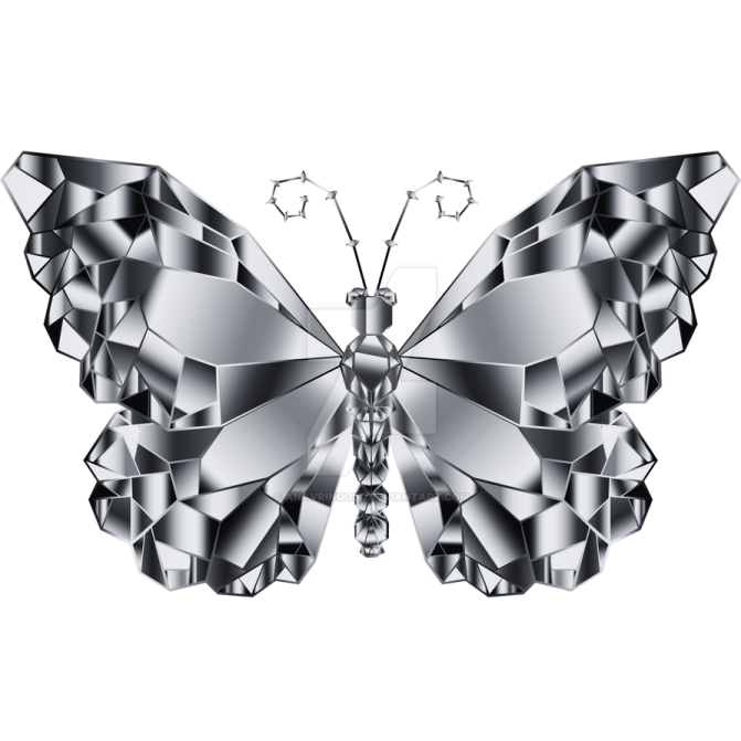 a silver butterfly on a white background