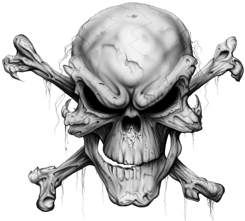 an image of a skull and cross bones