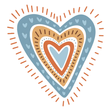 an illustration of a heart with the sun behind it
