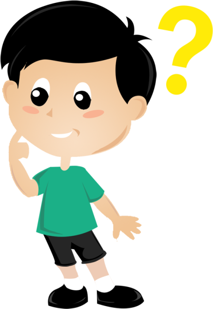 a boy with a question mark