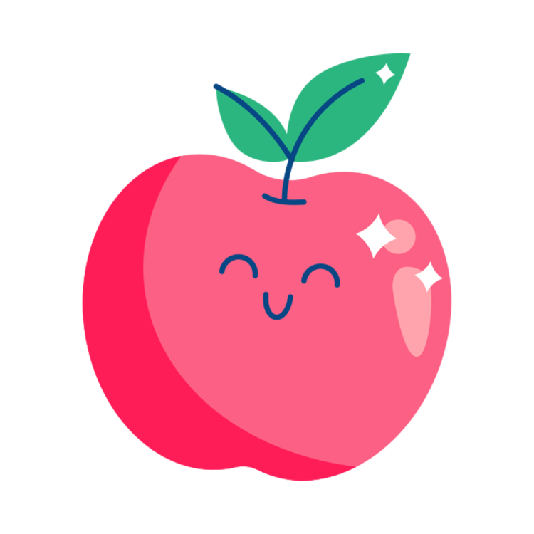 an apple with a smiling face