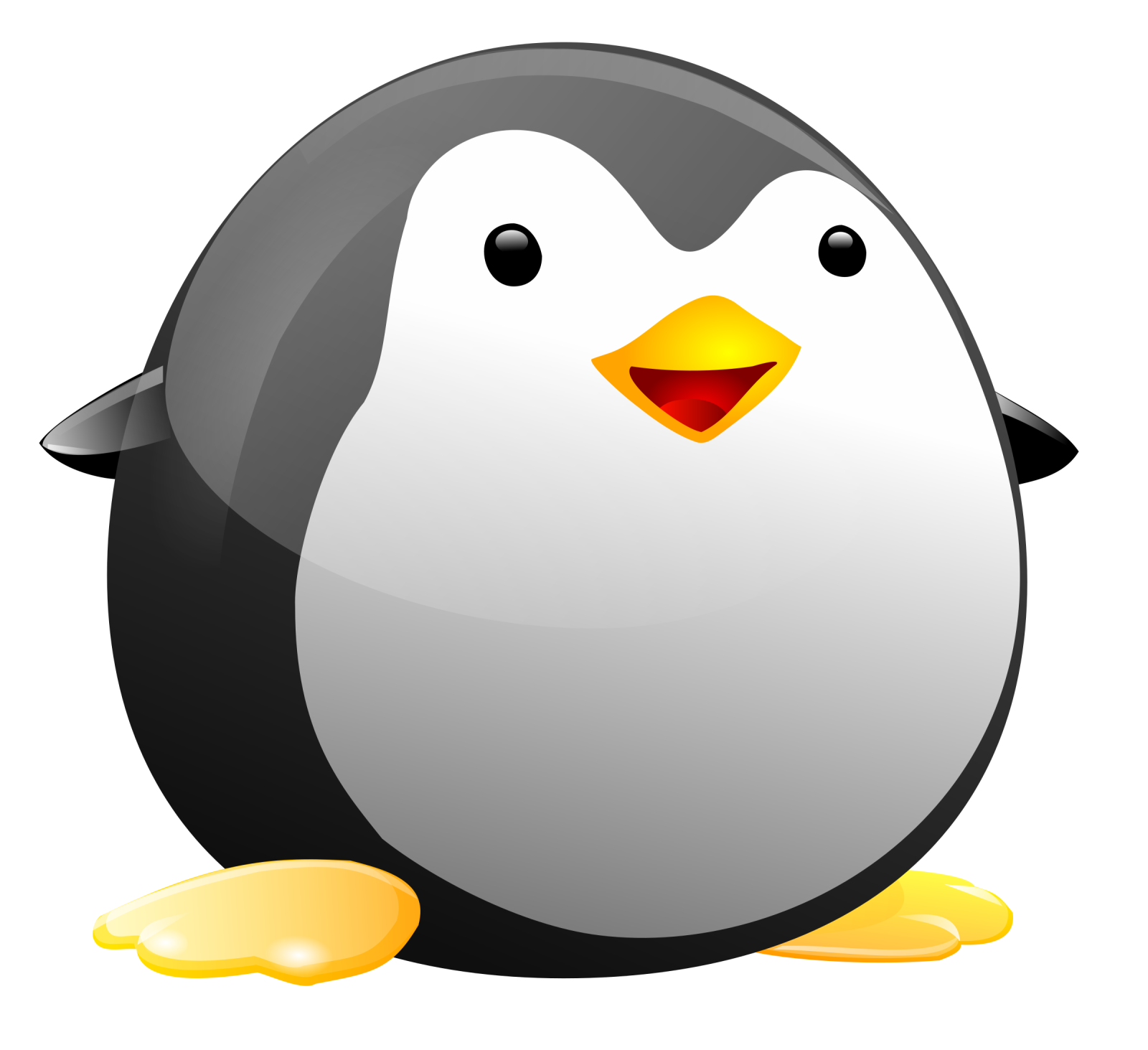 a black and white penguin sitting on the ground