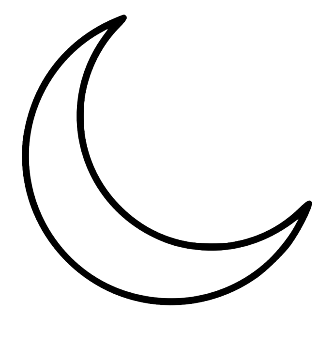 a black and white drawing of a crescent