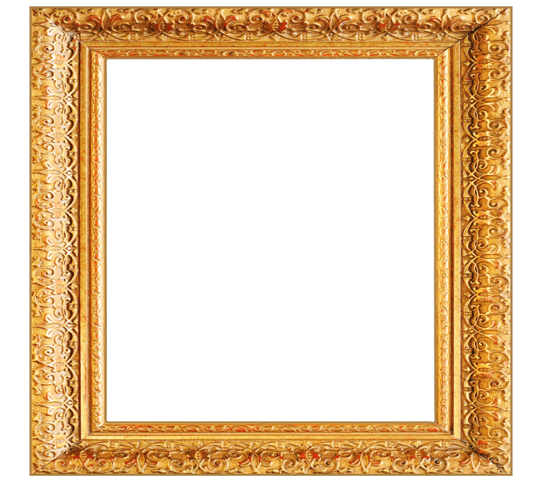a gold frame on a white background