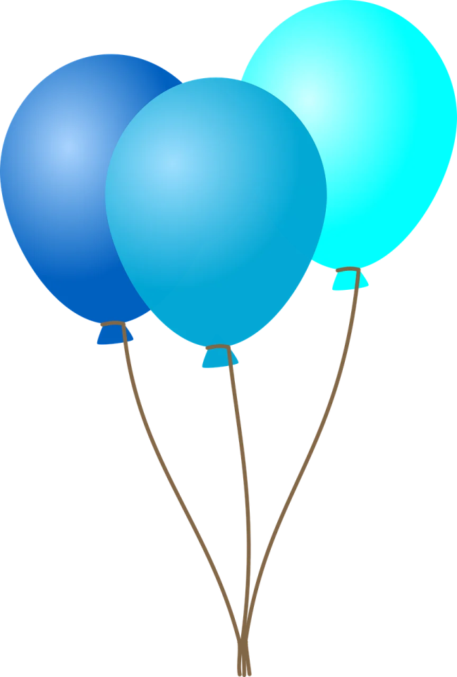 a bunch of blue balloons