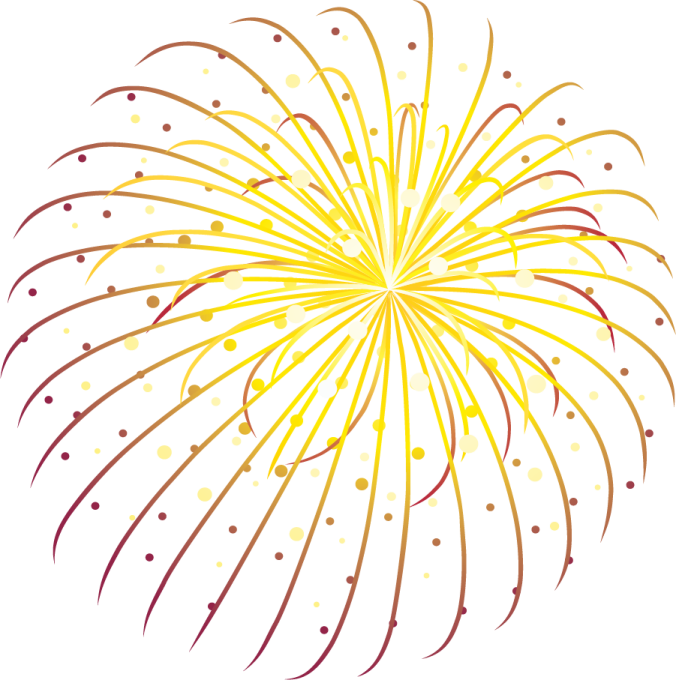 a yellow firework on a white background