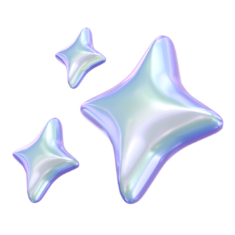 three shiny stars on a white background