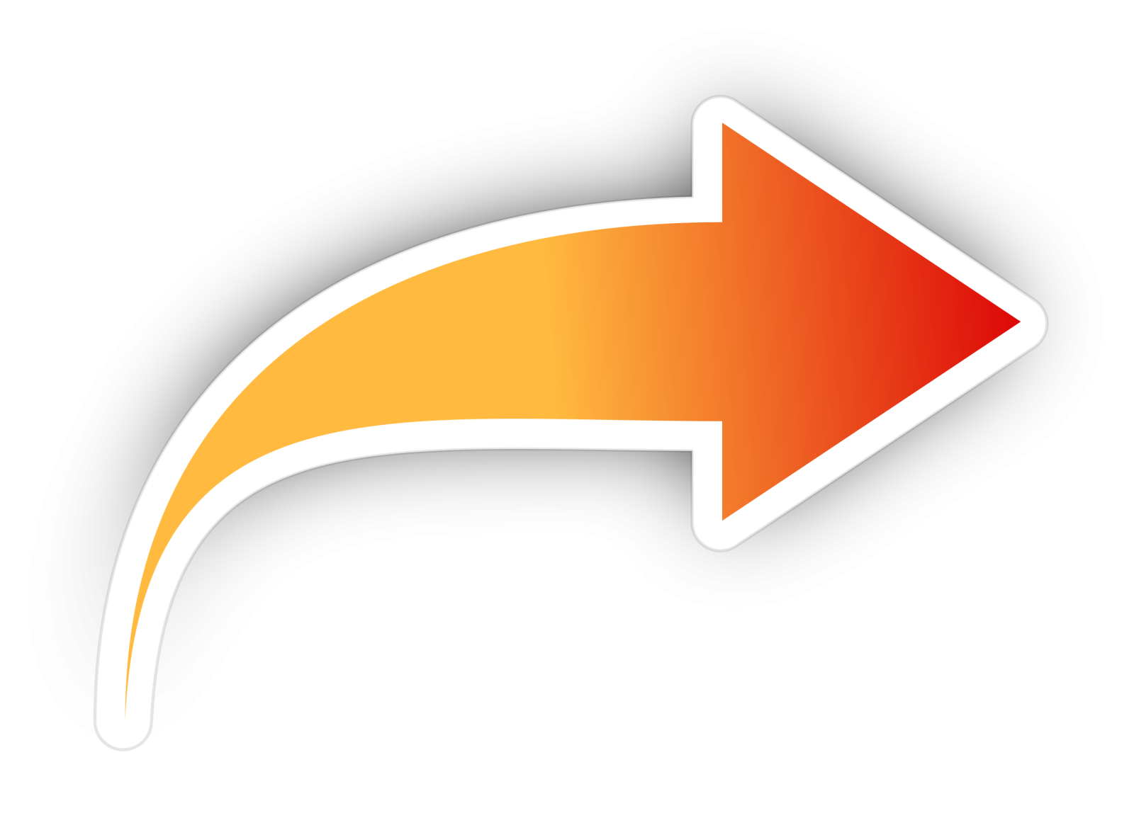 an orange arrow icon with a white background