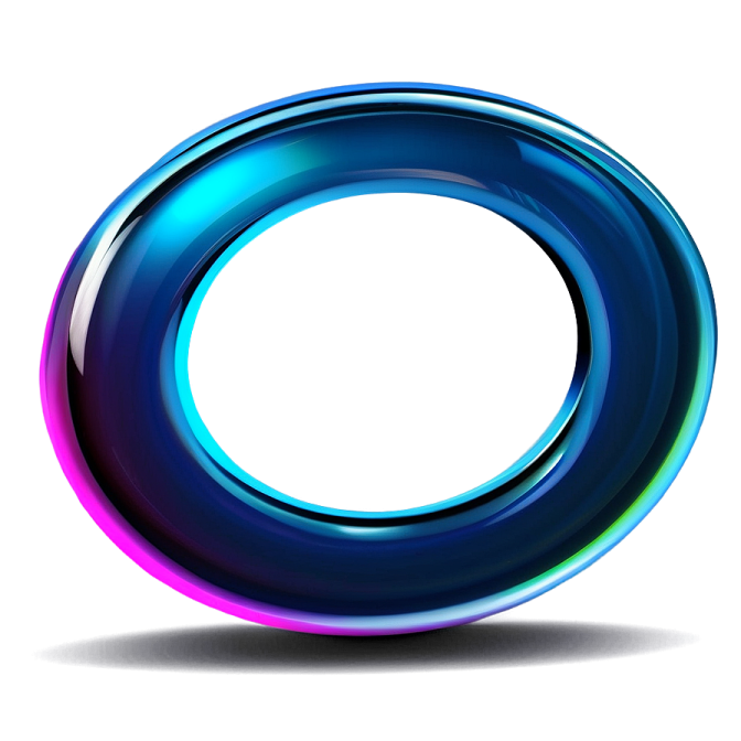 a blue and pink ring on a white background