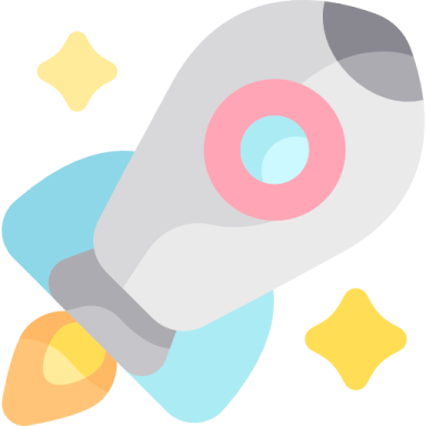 a rocket with stars around it