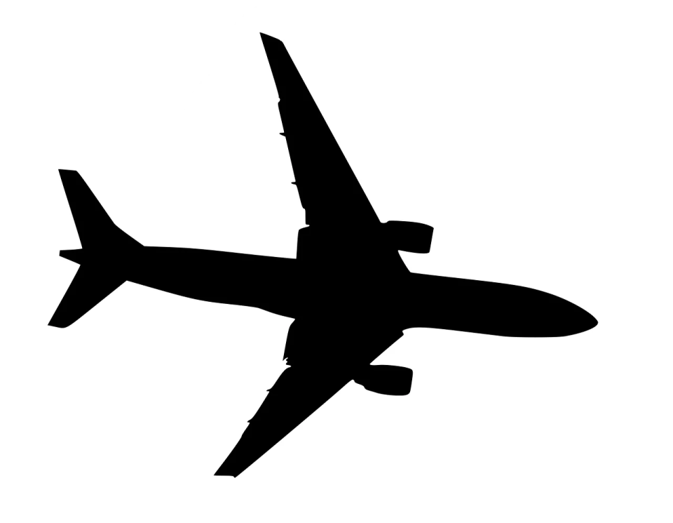 a black and white silhouette of an airplane