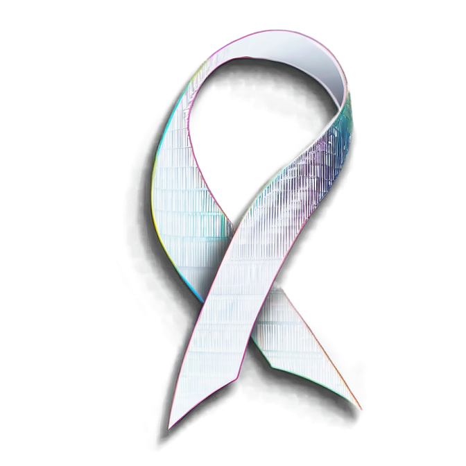 a white ribbon with an abstract design