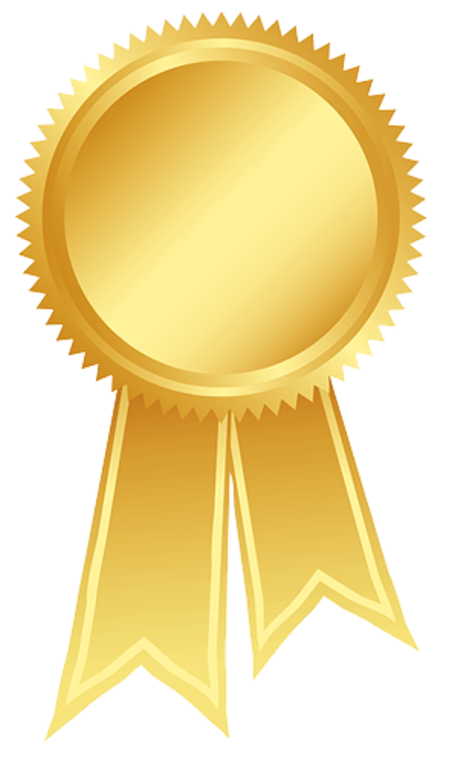 a gold medal on a white background