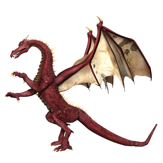 a red dragon flying through the air