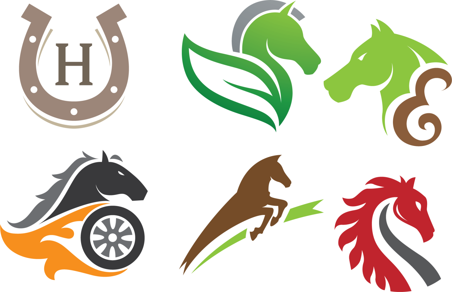 a set of four horse logos