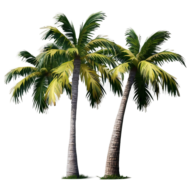 two palm trees on a white background