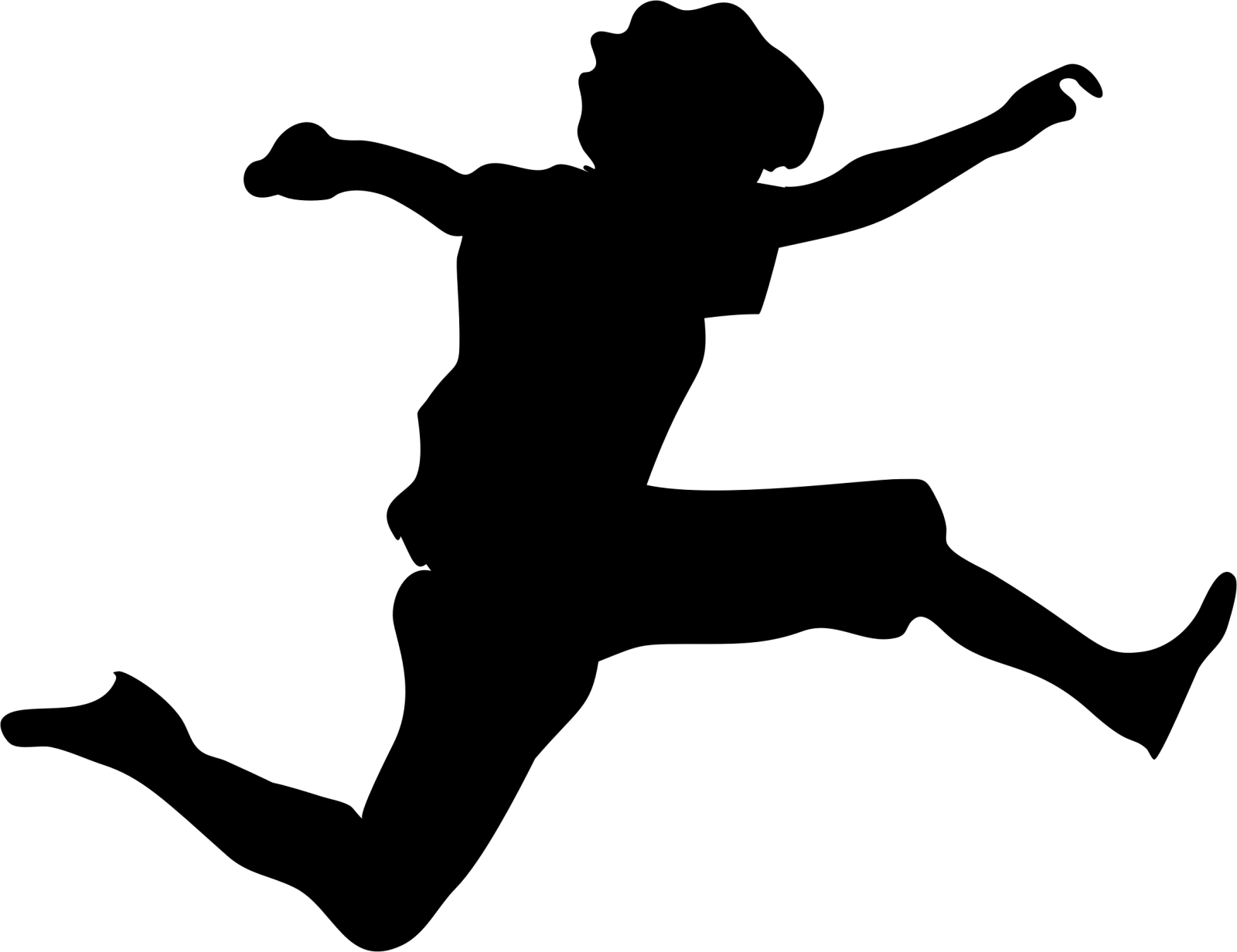 a black and white silhouette of a person jumping