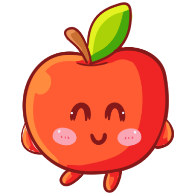 a red apple with a green leaf on top