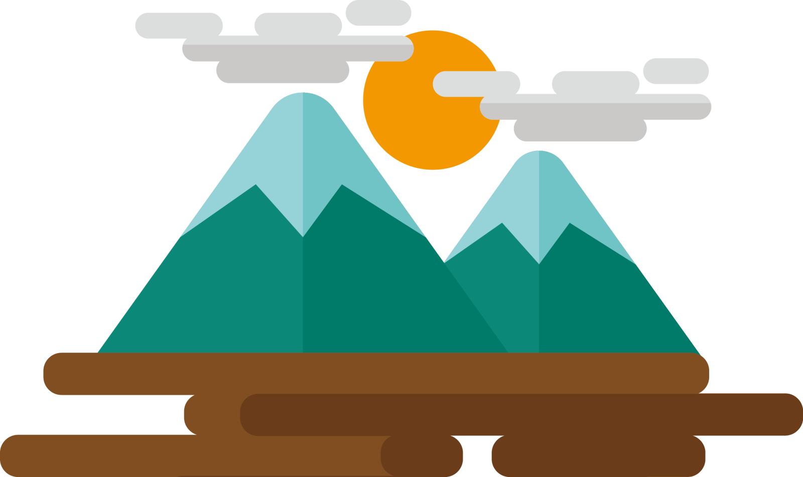 a mountain with a sun in the sky