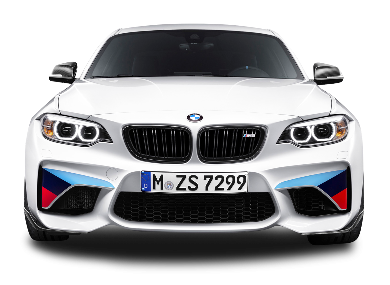the front of a white bmw m240