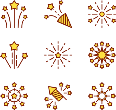 a set of fireworks icons