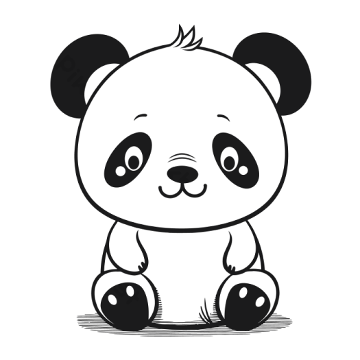 a black and white panda bear sitting down