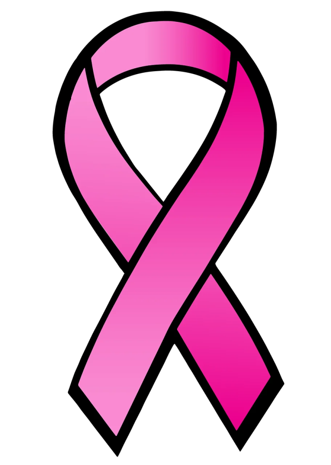 a pink ribbon on a white background