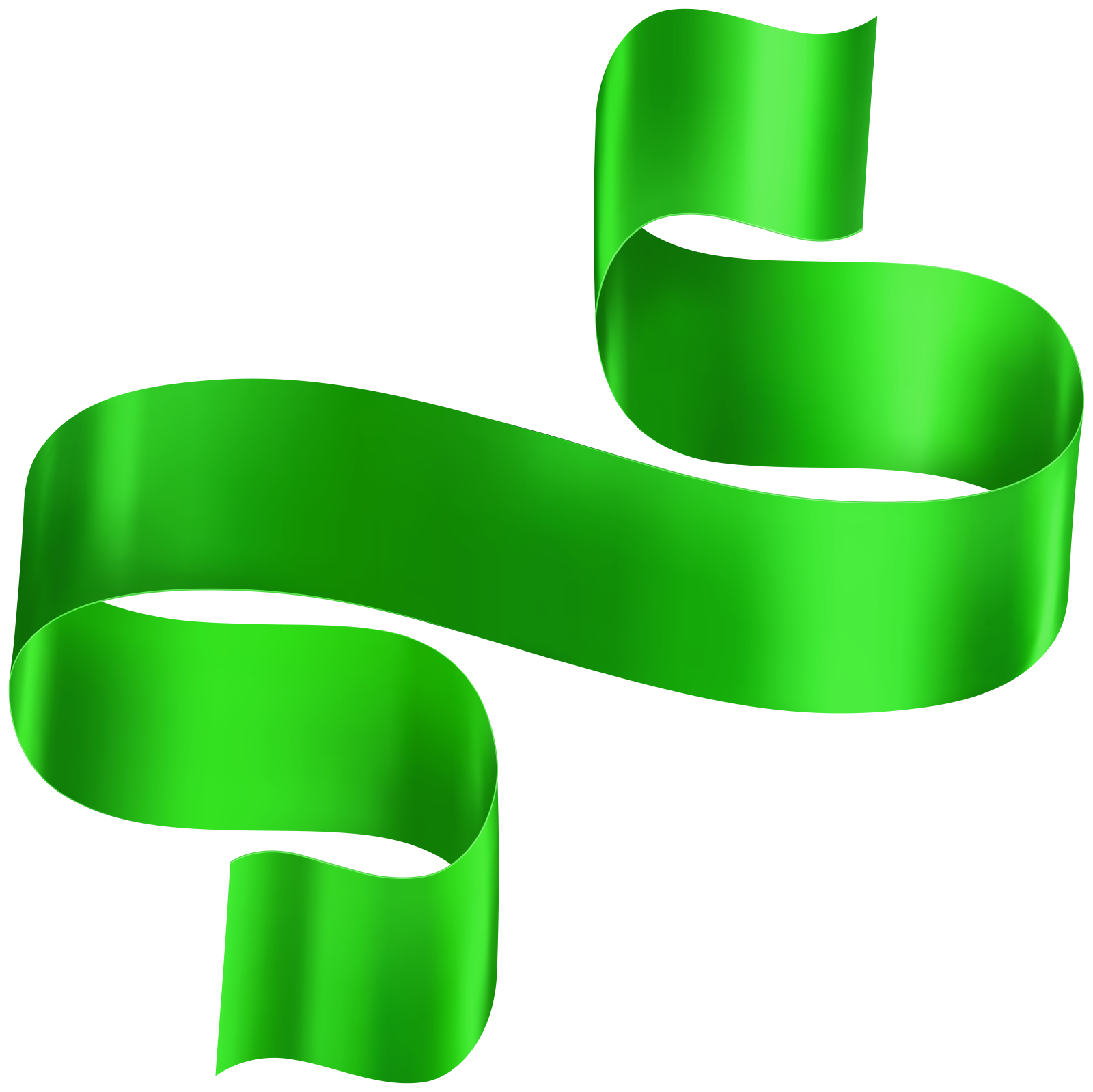 a green ribbon on a white background