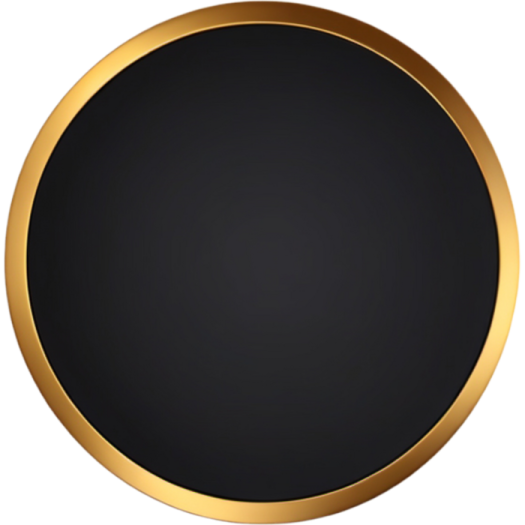 a black and gold circle with a white background