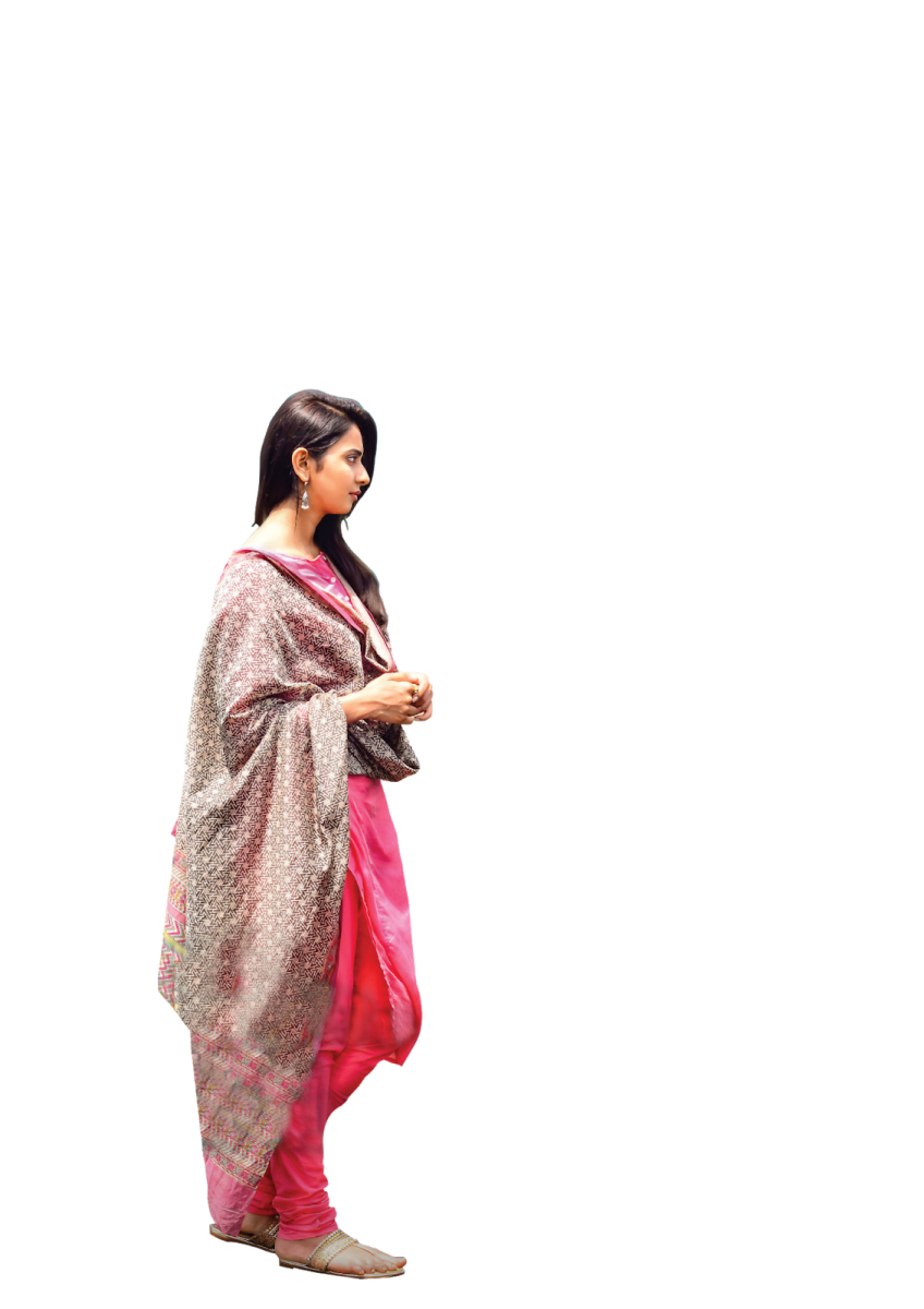 a woman in a pink sari