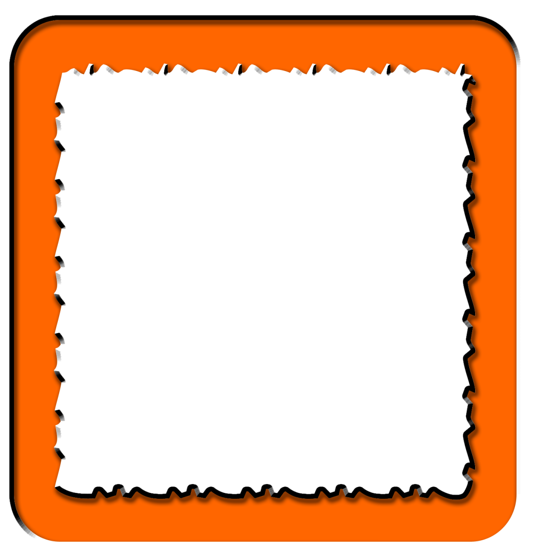 an orange square frame with torn edges