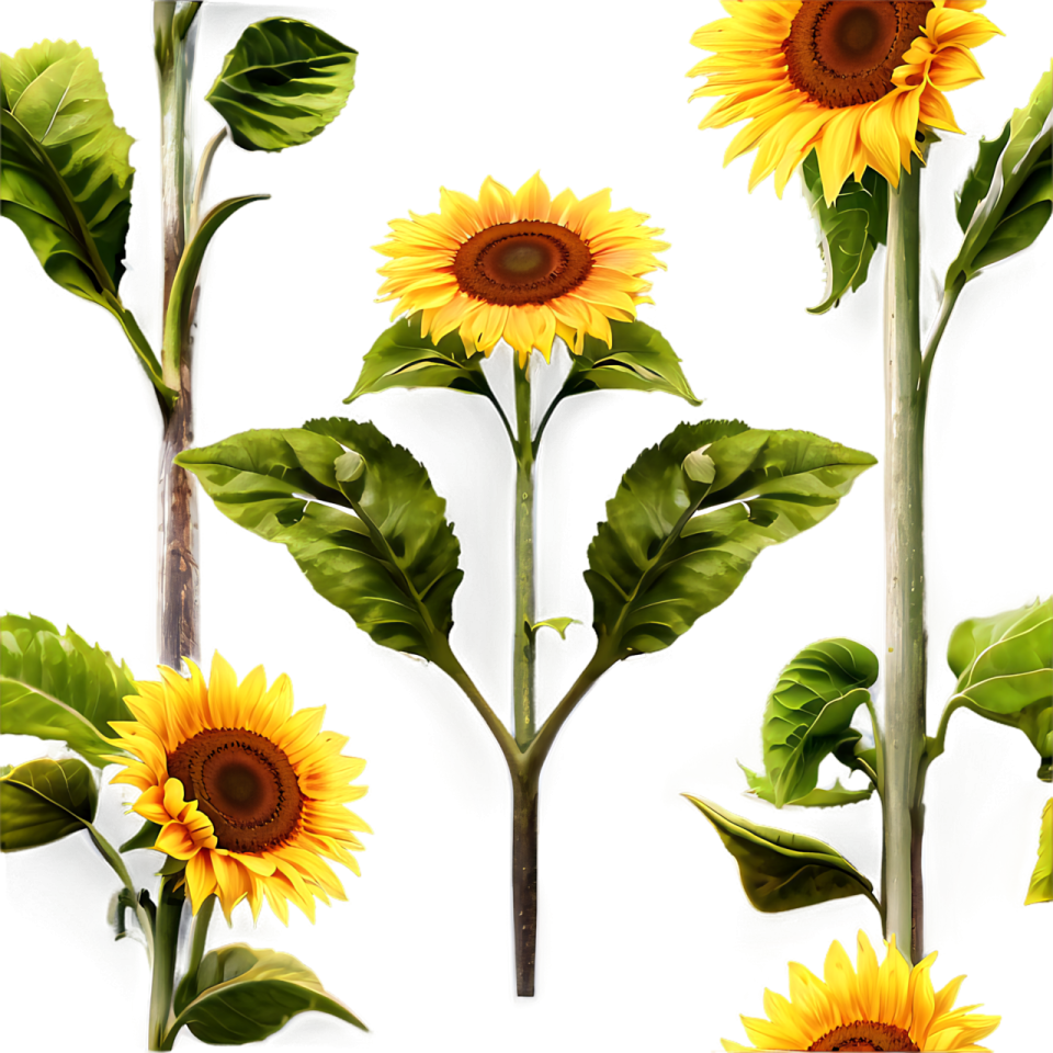 a bunch of sunflowers on a white background
