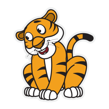 a cartoon tiger sitting on the ground