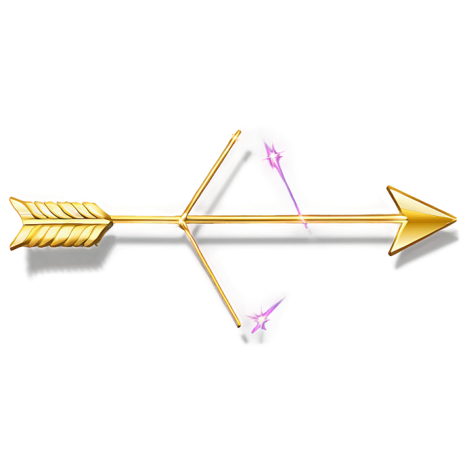 a gold arrow with an arrow in the middle