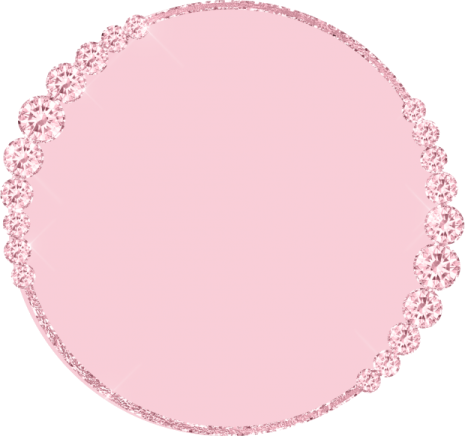 a pink circle with hearts on it